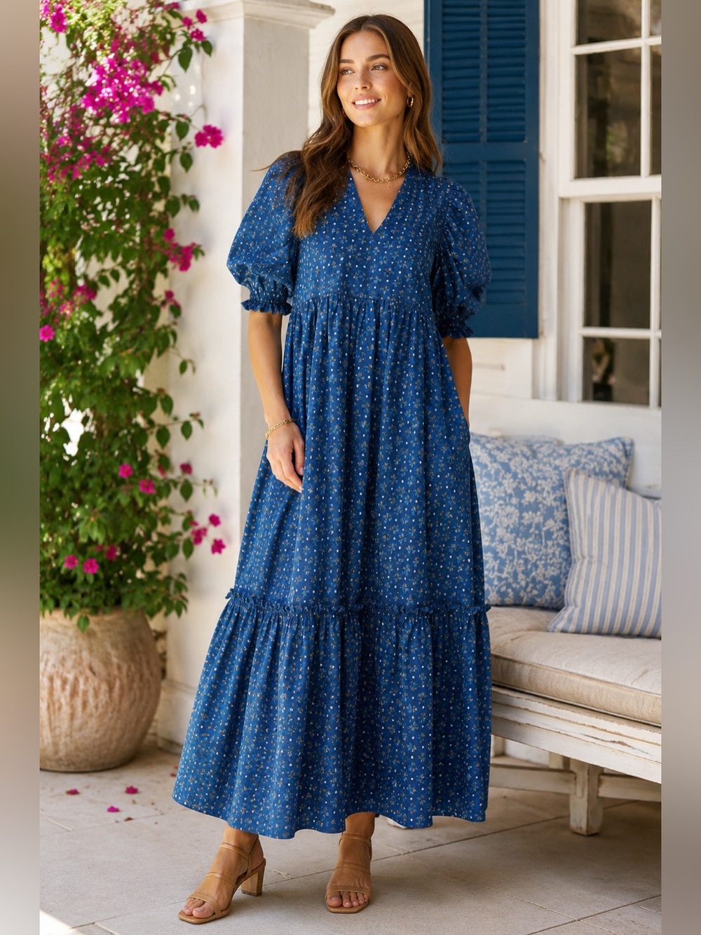 Hunter Bell Palmer Wild Bery Maxi Dress Cottage Core (MSRP: $408) Size Small